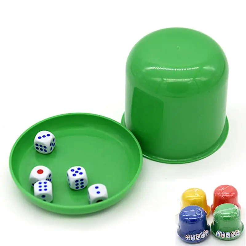 1pc Plastic Dice Cup With Lid And 5 Gaming Standard Six Sided Decider Game For KTV Party Bar Accessories -Random Color | Дом и сад