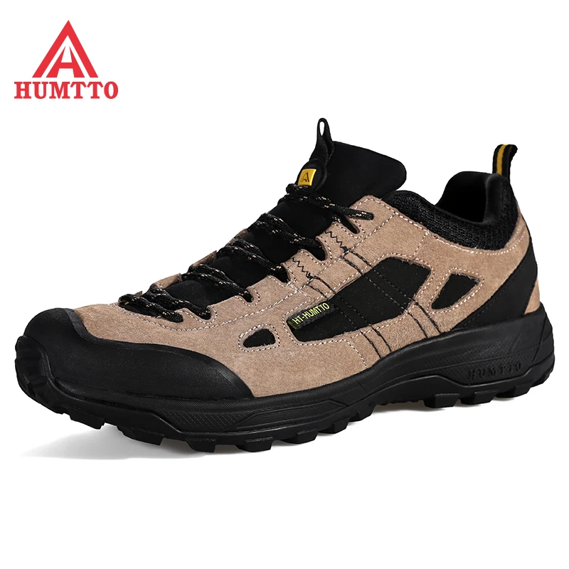 

Humtto Brand Hiking Shoes for Men Outdoor Sport Trekking Mountain Tactical Mens Boots Light Genuine Leather Lace Up Sneakers