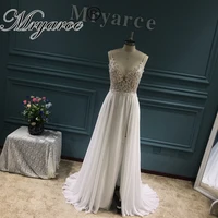 Mryarce Exclusive lace Beading Flowing Chiffon Side Split Beach Wedding Dress Open Back Bridal Gowns 1