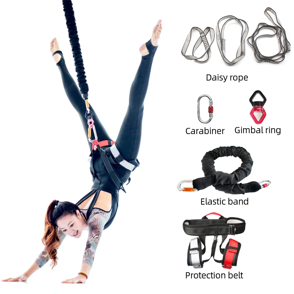 Professional Yoga Bungee Fitness Equipment Complete Set Exercise Resistance Cord Belt Bungee Dance Rope Gravity Workout