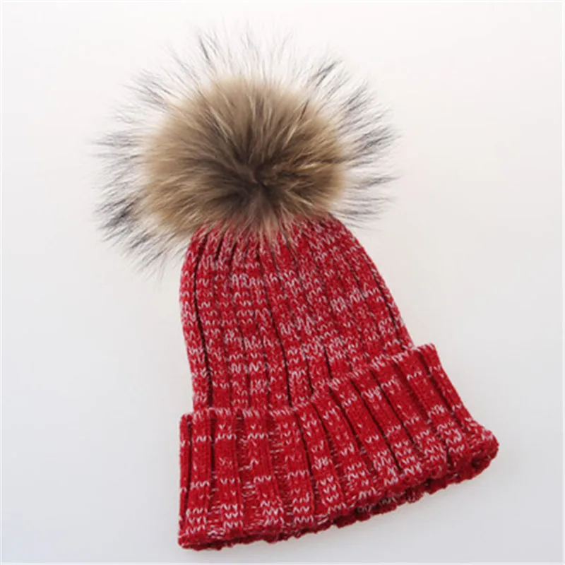 Ear Warm Mink Fox Fur Ball Thick Women Girl Fall Winter Skullies Beanies Hat Cap Elastic Fashion Accessories Outdoor-XMC-W6