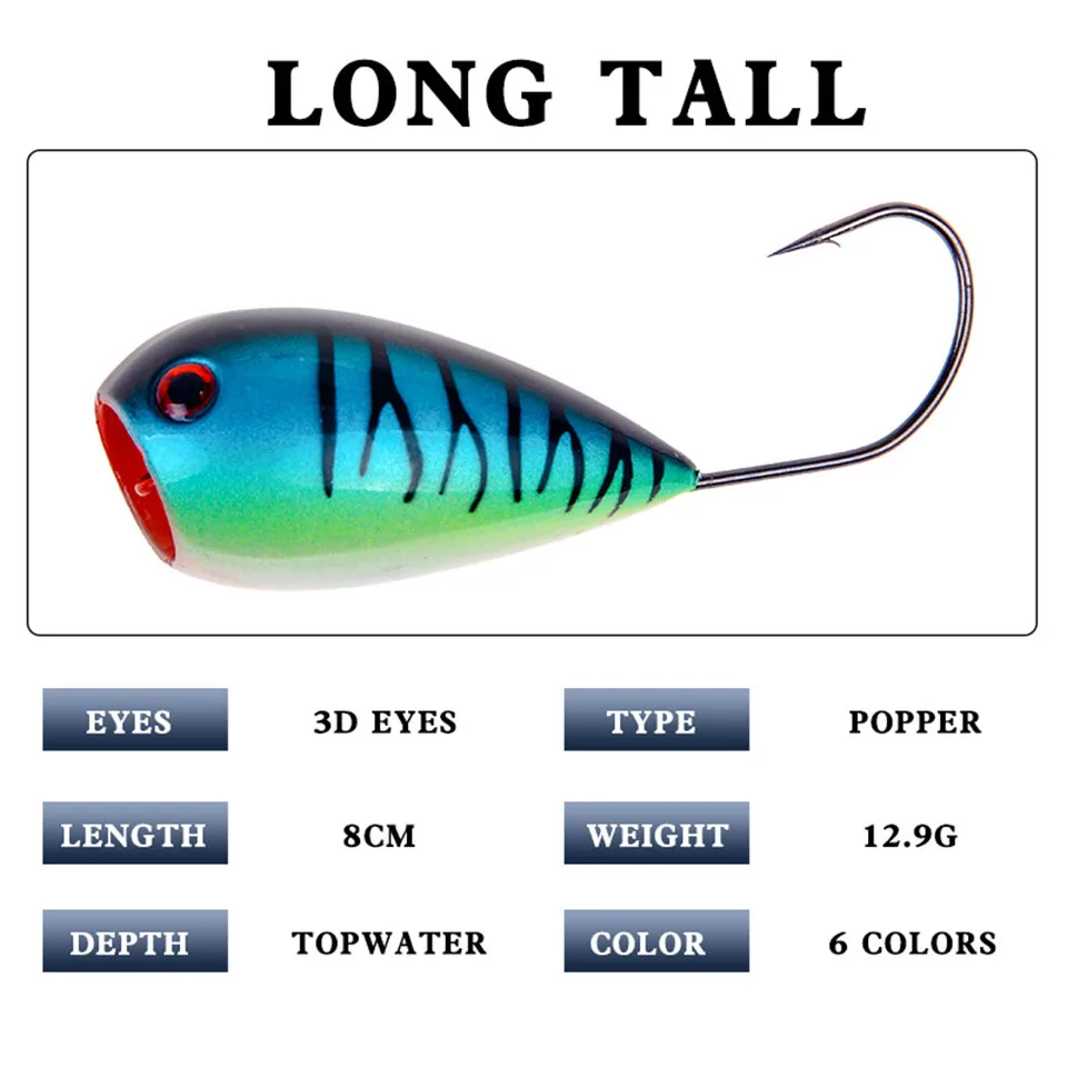 SPAZIERGANG FISCH Kroatische Ei Popper Angeln Köder Wobbler 8cm 12,9g Schwimm Wobbler Künstliche Harten Köder Fisch Mit Einzelnen haken – Detail 3