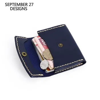 

Business Name Card Case First Layer Leather Handmade Vintage Hasp Credit Card Wallets Small Purses Coin Pouch Mini Change Bag