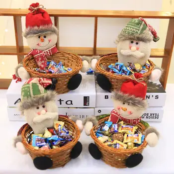

Deer Large Candy Basket Holder Colorful Xmas Storage Decoration Kawaii Gift Christmas Party Supply Santa Claus
