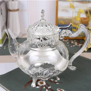 

European Golden Glass High Luxury Gold Color Oolong Milk Flower Teapot coffee pot High Value Luxury Best Solid Gift