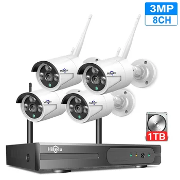 

3MP CCTV System 8CH Wireless NVR Kit 1TB HDD Outdoor IR IP Wifi Camera Security System High-Tech AI Face Detect Hiseeu