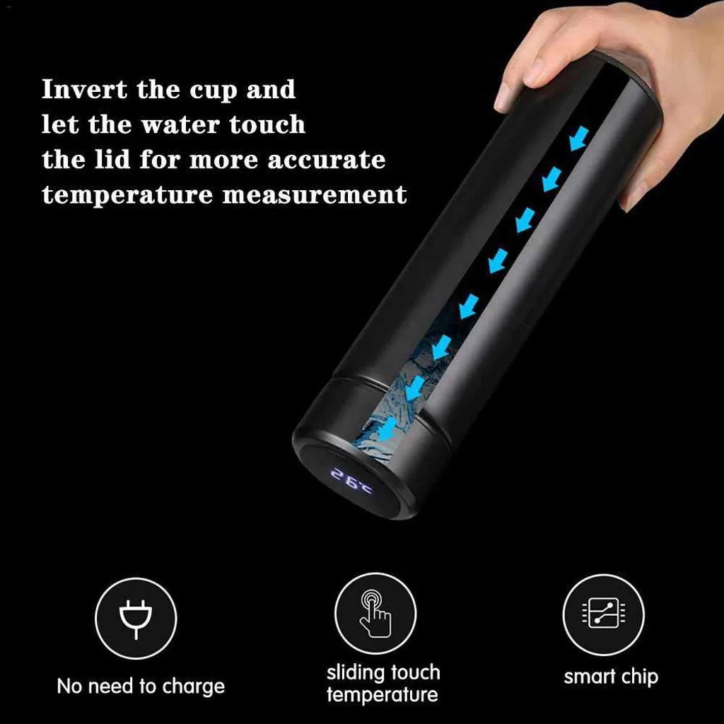Нержавеющая сталь вакуумная колба смарт-чайник ЖК-дисплей сенсорный экран температура Многофункциональный Смарт путешествия бутылка для воды чайник