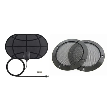 

1Pcs 980 Mile Range Antenna 4K Digital Hdtv Tv Antennas & 2Pcs 4 Inch Speaker Speaker Grille Speaker Protection Grille
