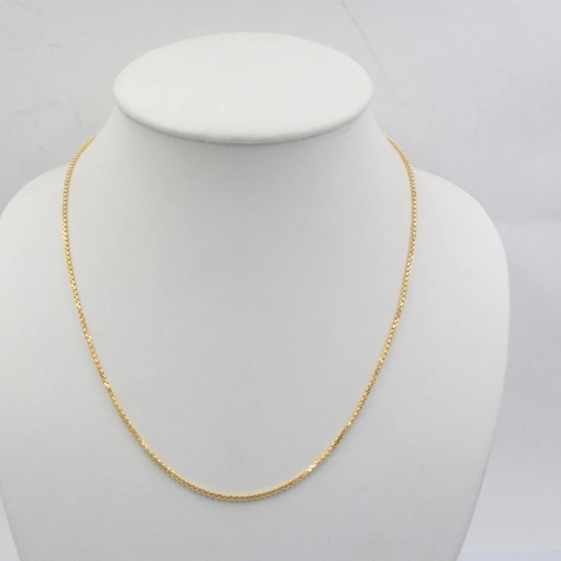 Pure 18K Yellow Gold Necklace for Girl Solid AU750 1mm Rolo Chain 14" 750C001-14 