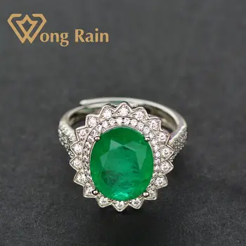

Wong Rain Vintage 100% 925 Sterling Silver Oval Emerald Gemstone Birthstone Wedding Engagement Ring Fine Jewelry Gifts Wholesale