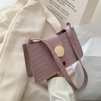 

Simple and versatile women's crocodile pattern fashion design cover bag bag sweet solid color multi-layer shoulder messenger bag