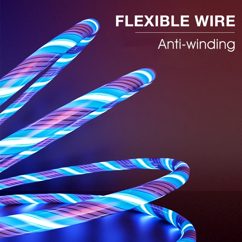 Glowing Data Cable Mobile Phone Charging Cables LED Micro USB Type C Charger For iPhone Samsung Android USB C Charge Wire Cord quick charge 2.0