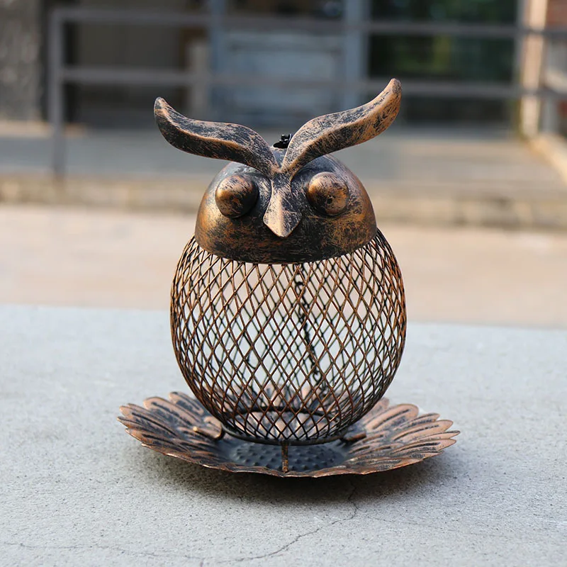 New Outdoor Courtyard Iron Owl Hummingbird Feeder Hummingbird Feeder