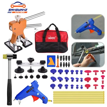 

PAINTLESS DENT PAINTLESS DENT REPAIR Toolskit CAR DENT PULLER KIT BRIDGE PULLER KIT DENT LIFTER WITH 100W HOT MELT GLUE GUN