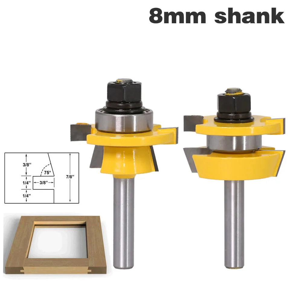 2 шт./компл. Концевая фреза 8 мм хвостовик фрезы по дереву рельсы и Stile для создания выпуклой филенки межкомнатные двери Ножи шип резак для деревообрабатывающих инструментов