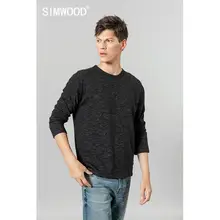 SIMWOOD Осень Зима Новая футболка с длинными рукавами мужские меланжевые Топы Высокое качество плюс размер одежда футболка SI980560
