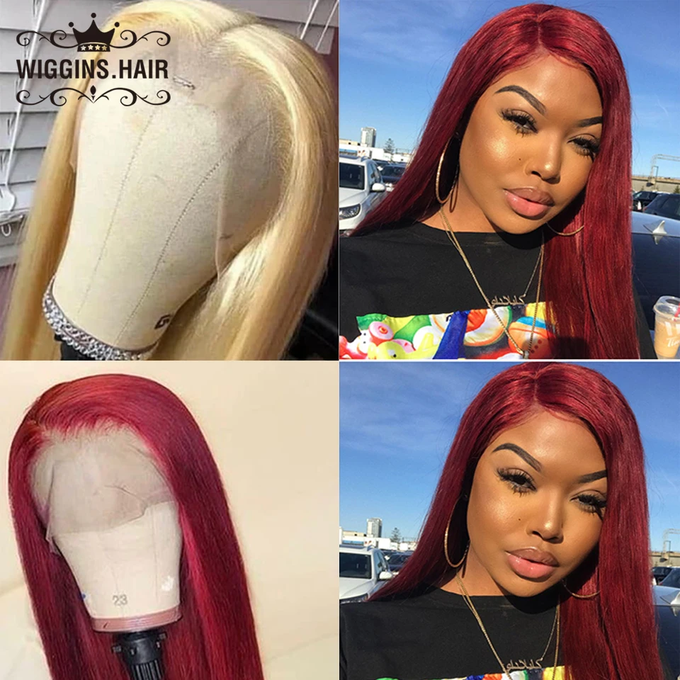 99J Straight 13x4 Lace Front Human Hair Wigs Brazilian Straight Lace