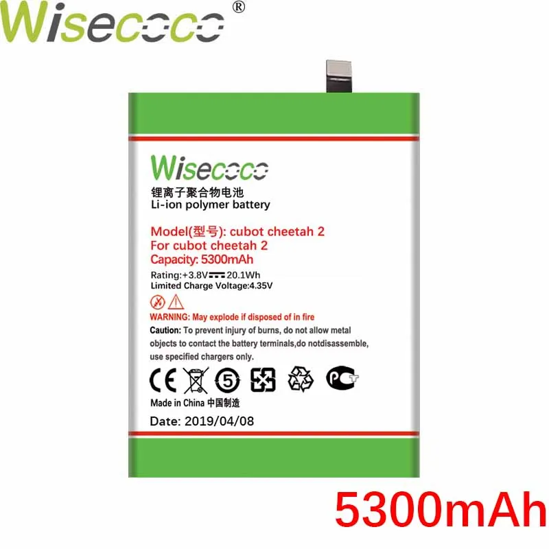 Wisecoco 5300 мАч аккумулятор для Cubot Cheetah 2 Аккумулятор для Cubot Cheetah 2 Высококачественный аккумулятор для телефона+ номер отслеживания
