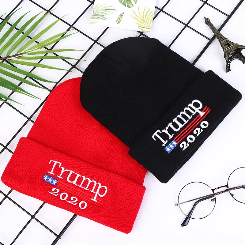 Зимние шапки с Дональдом Трампом для женщин и мужчин, повседневная Красная шапка с буквенным принтом, новая хлопковая шапка с флагом США