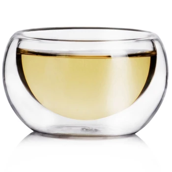 

6Pcs 50Ml Clear Drinking Healthy Cup Heat Resistant Double Wall Layer Tea Cup Water Flower Tea Cups