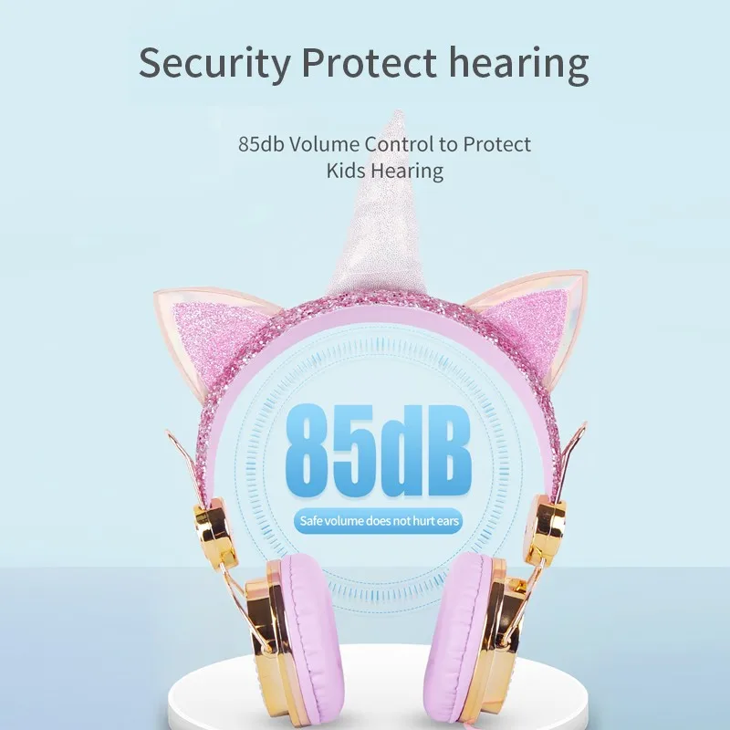 Bluetooth Cute Bluetooth 5 0 Headphones Wireless Girls Kids Cartoon Stereo Headset Microphone Learning Headset