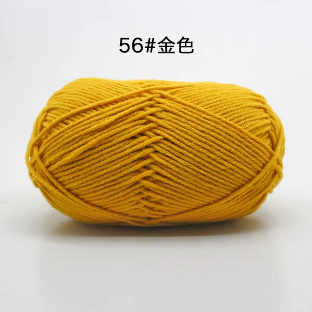Hot Sale Multi Color Cotton Silk Knitting Yarn Soft Warm Baby Yarn for Hand Knitting thread Supplies 50g/lot No.56 Gold