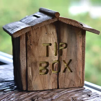 

20CM Simple and modern Style Wood Piggy Bank Saving Money Home Decor Accessory storage container Save Box Children's Gift