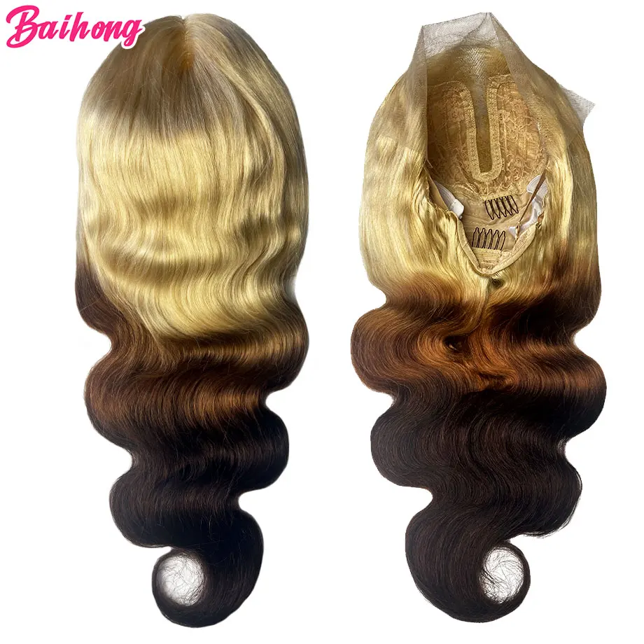 Blonde Lace Front Wig Human Hair 13x4 HD Transparent Lace Frontal Wig 613 Brown Black 3 Tone Colored Perruque Cheveux Humains