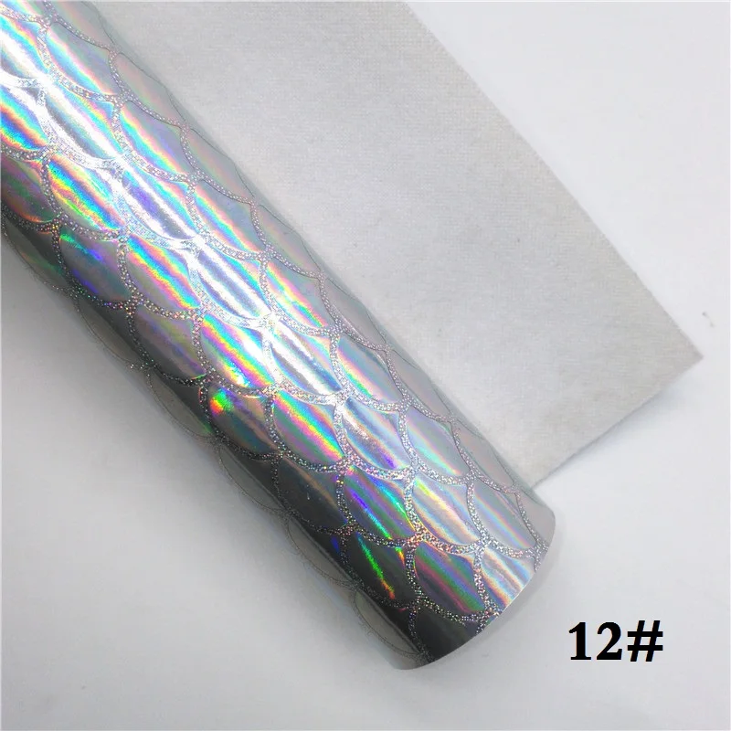 Glitterwishcome 21X29 см A4 размер винил для бантов радужные рыбья чешуя "Русалка" искусственная кожа листы для бантов, GM673A - Цвет: 12
