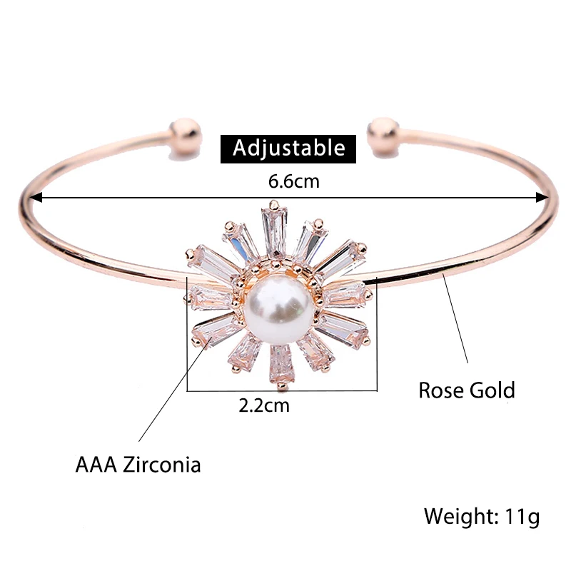 Элегантный циркон цветок бант декор браслеты рот открытый регулируемый блестящие стразы металлические браслеты для запястья ювелирные изделия подарок