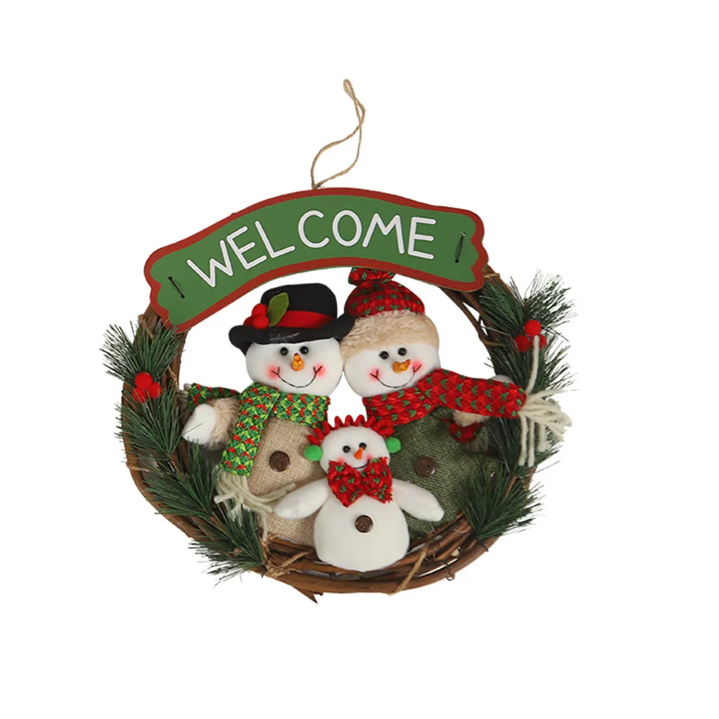 Рождественский милый мультяшный кукольный венок, венок, искусственный венок, наружная Рождественская вешалка, венок, дверная стена, украшение для дома - Цвет: B