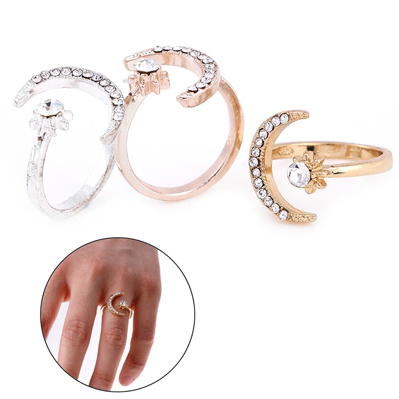 1PC Moon And Star Rings Women Wedding Jewelry Open Adjustable Ring Gift Fashion