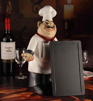 

Chef Statue Message Board Decorative Resin Kitchen Cook Welcome Sign Menu Ornament Craft Pub Accessories Home Decor Restaurant