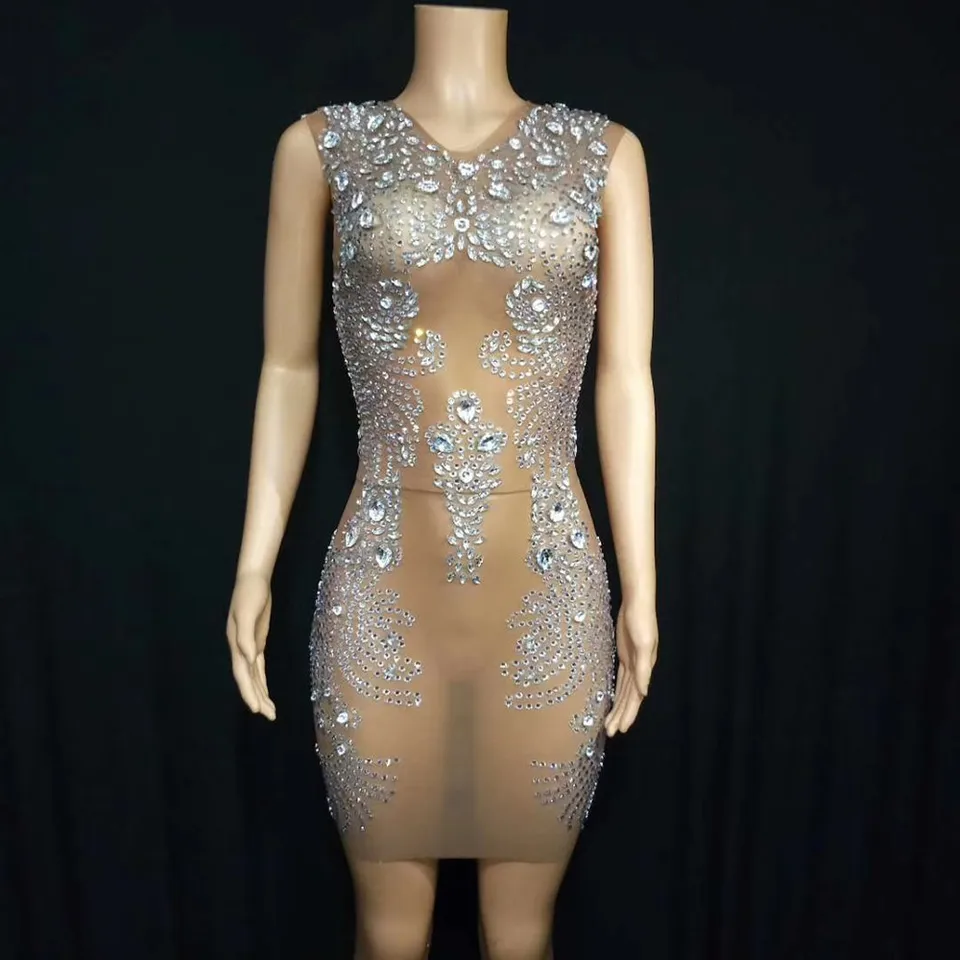 silver crystal dress