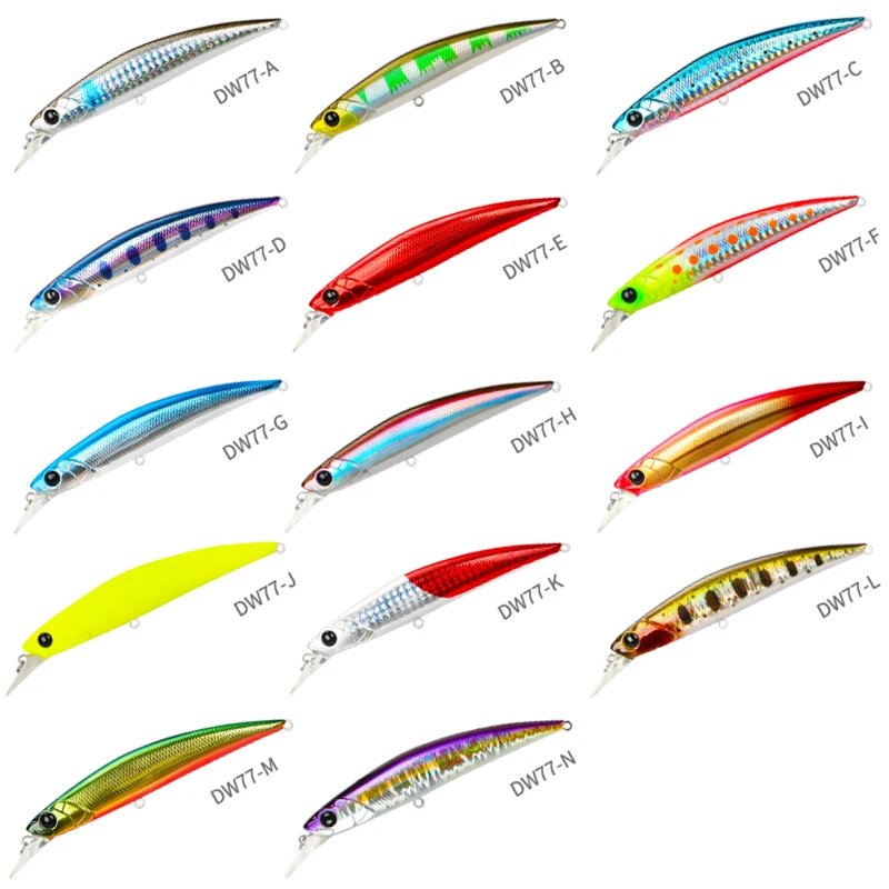 TSURINOYA 14pcs DW77 110mm 22g sinking 0.8-1.2m NEW Minnow Fishing Lure Minnow Hard Bait for Saltwater Freshwater Wobblers Pesca