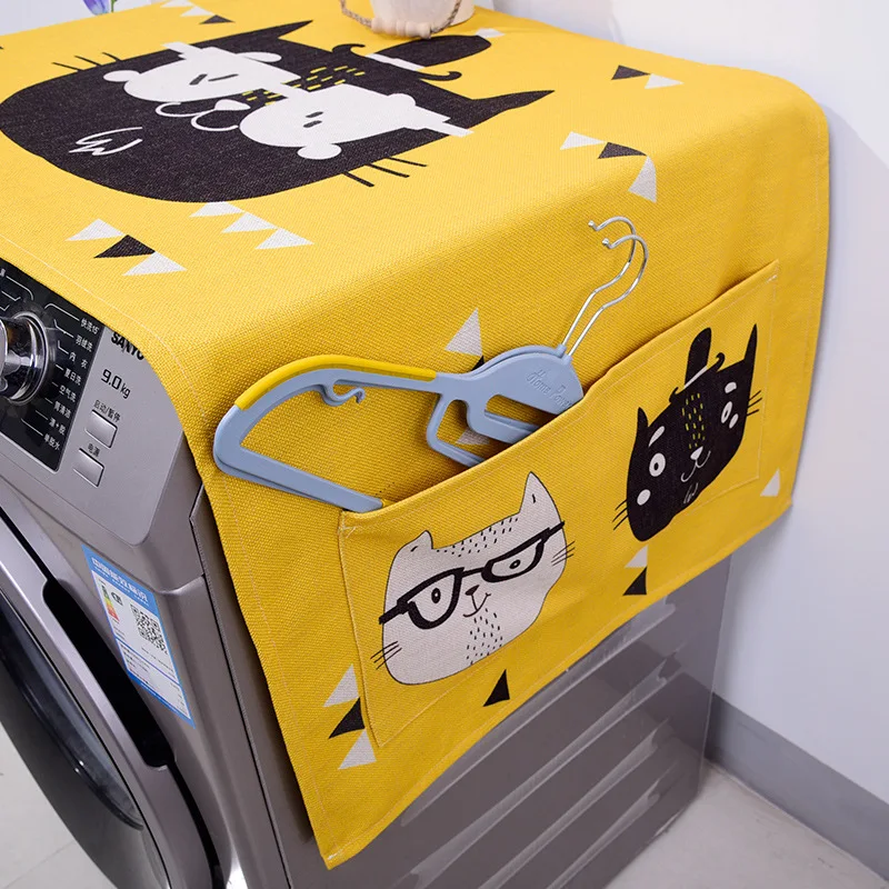 Кавайный мультипликационный котик животное двойного назначения льняная Пылезащитная кухонная стиральная машина холодильник мешок для хранения, сумка 1 шт