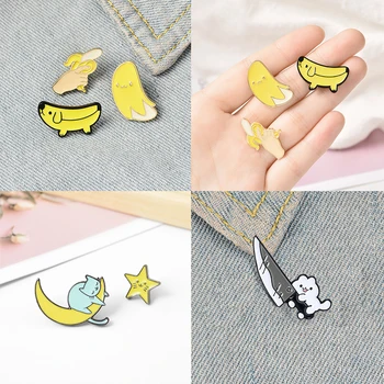 

Cartoon animal bananametal brooch button pin denim jacket pin jewelry decoration badge clothes lapel pin