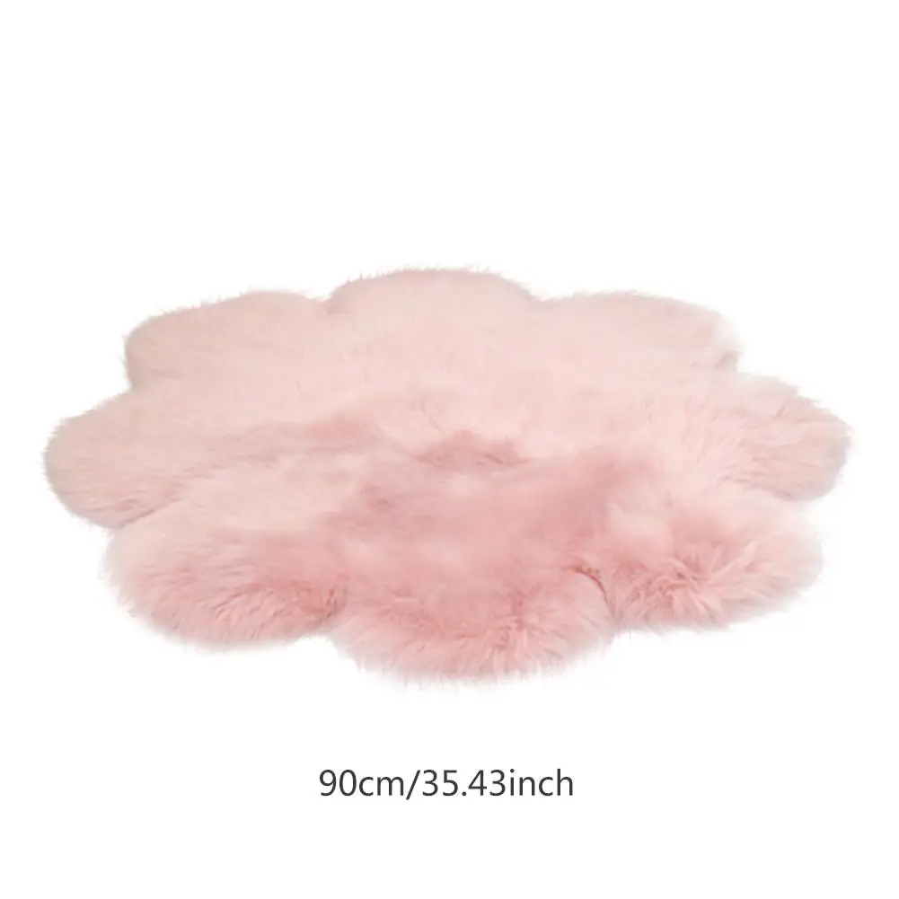 90cm Soft Faux Fur Plush Carpets Wool Living Room Sofa Carpet Bedroom Cover Mattress Xmas Door Window Plum Shape Rugs Carpets - Цвет: 90cm