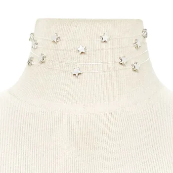 

New Transparent Necklace Multilaye Star Choker Necklace For Women Fish Line Women Necklace Jewelry XL933