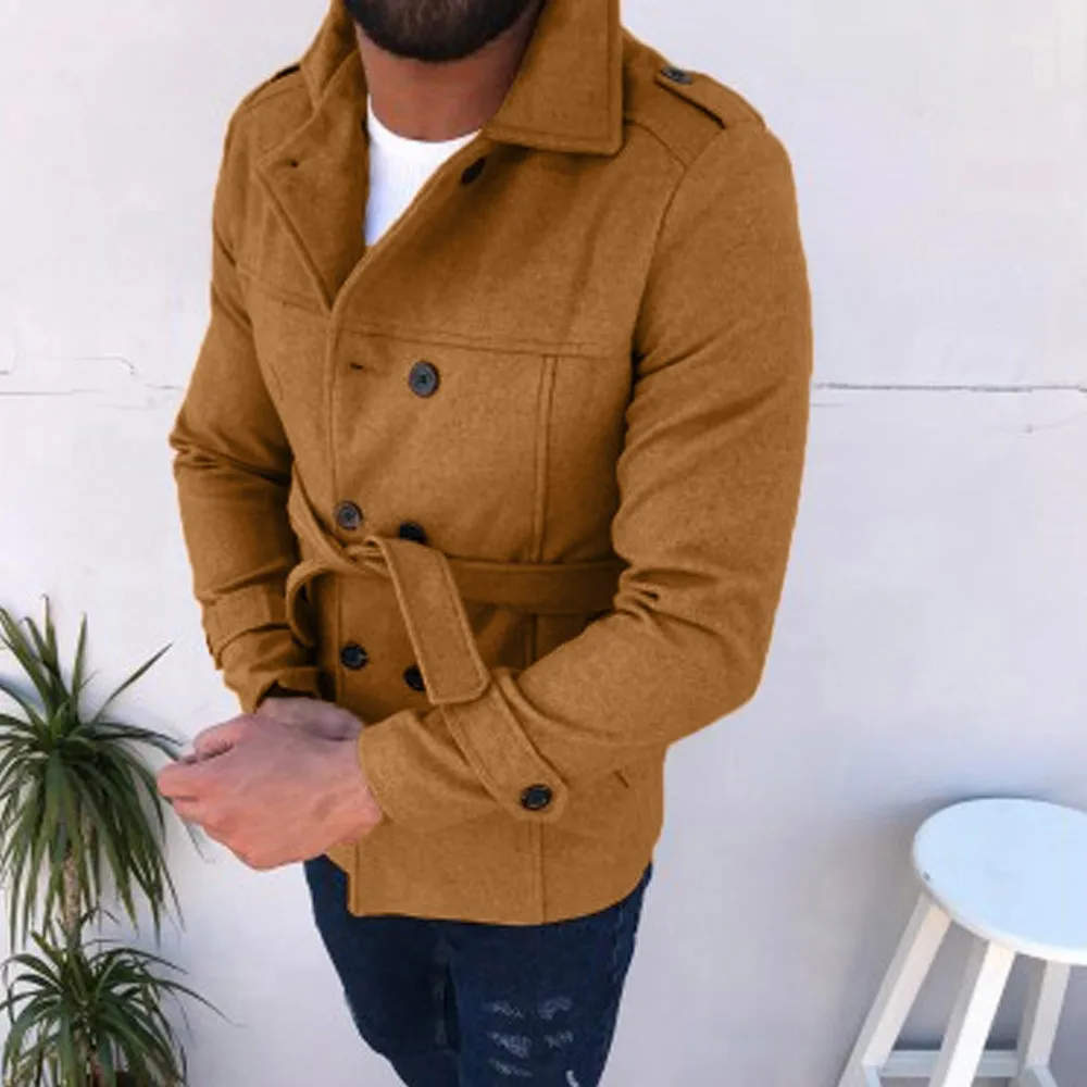 

Winter Male Jacke Trench With Belt Men Autumn Winter Slim Fit Long Sleeve Top Jackets Trench Coat Outwear Blouse Man Jacket Wind