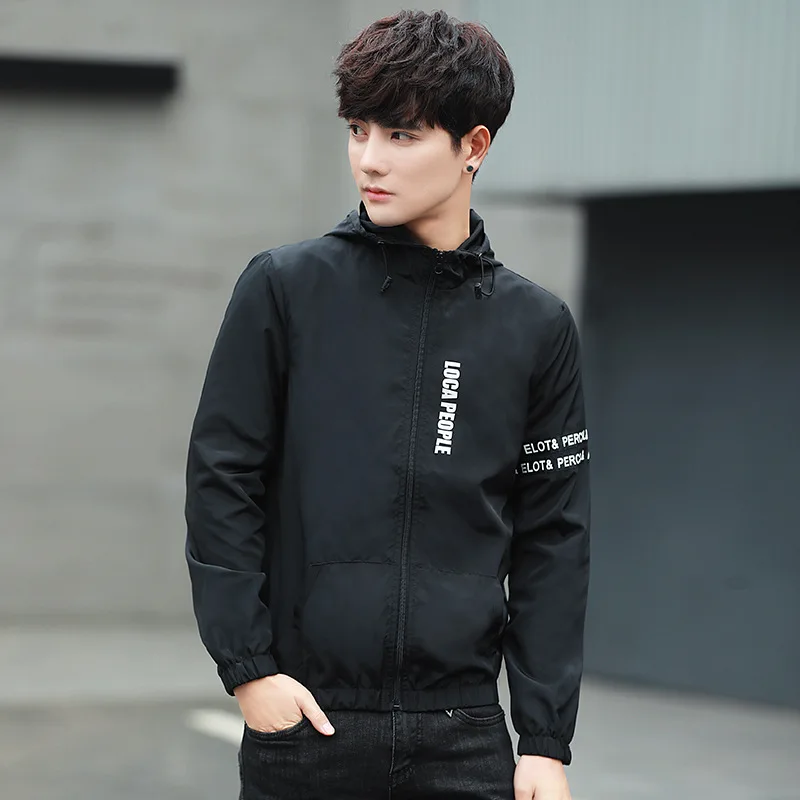 

2017 Spring And Autumn New Style Men Hooded Printed Coat Korean-style Slim Fit Large Size Casual Jacket Men's