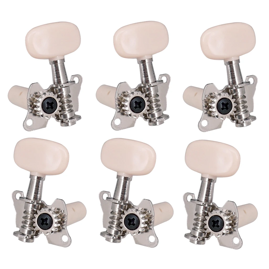 6 Pieces Silver Acoustic Guitar Machine Heads Knobs Guitar String Tuning Peg Tuner (3 for Left + 3 for Right)