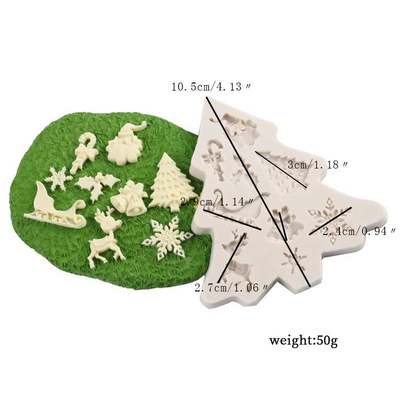 Christmas Mould Silicone Santa Claus Tree Cake Fondant Mold Cookie Biscuits Festival Baking Decorating Tool Xmas Accessories