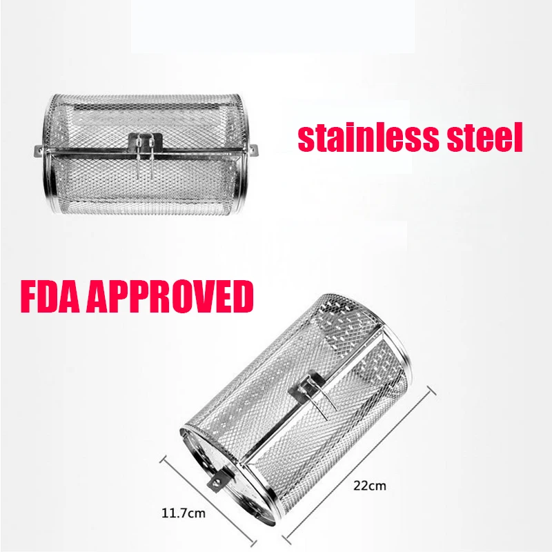 Электрическая духовка универсальная 12X22 см урна из нержавеющей стали гриль клетка Вращающаяся печь сетка барбекю жареный кофейный боб орех