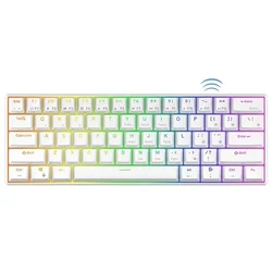 Jogo teclado mecânico rk61 rgb wired sem fio bluetooth duplo modo 61 chave real teclado mecânico tablet telefone computador