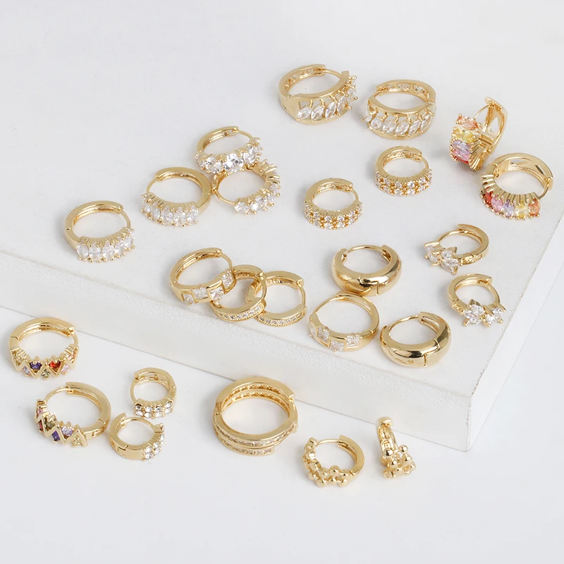 Jujia Мода Huggie серьги-кольца с радужными камнями круглые серьги CZ для женщин яркая бижутерия для вечеринки