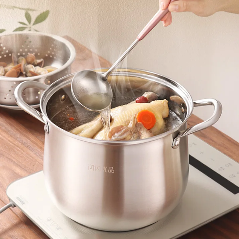 

Stew Pot Steamer Stainless Steel 304 Fuel Gas Cooker Household Saucepan Thick Cook Congee Making Soup Steaming Rack Cooking Pot