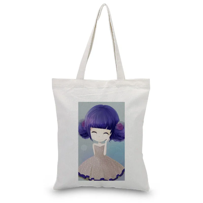 Сумка Холст сумка текст DIY печать индивидуальный логотип для печати ежедневного использования мультфильм девушка складная сумка для покупок Reusabl