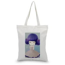 Сумка Холст сумка текст DIY печать индивидуальный логотип для печати ежедневного использования мультфильм девушка складная сумка для покупок Reusabl