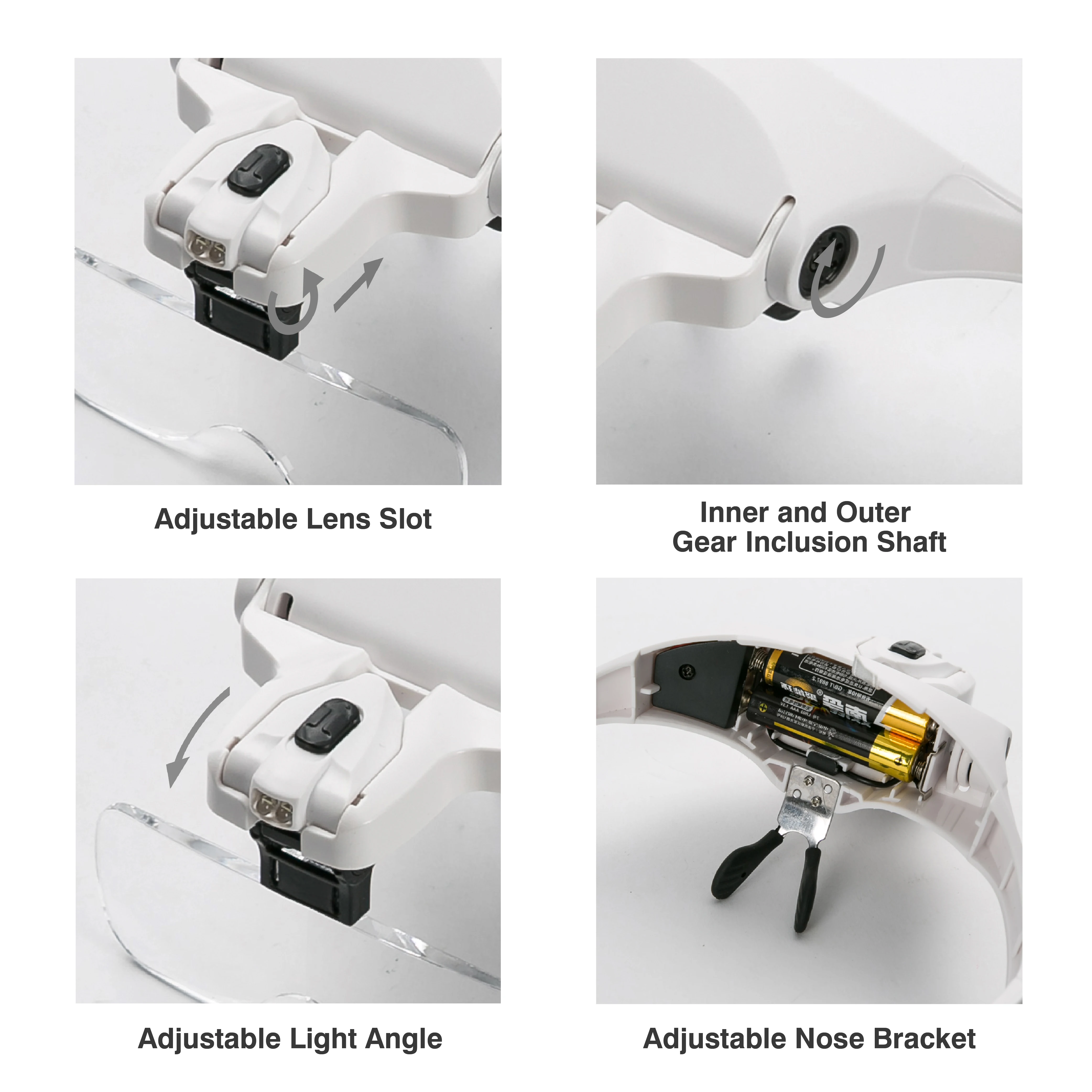 Magnifying Glasses With LED Lights Lamp Interchangeable Lens 1.0X/1.5X/2.0X/2.5X/3.5X Tool Repair Reading Magnifier